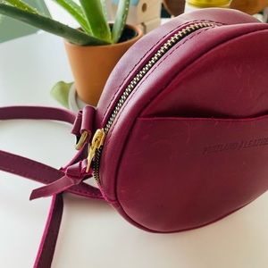 Portland Leather Circle Crossbody Bag in Boysenberry